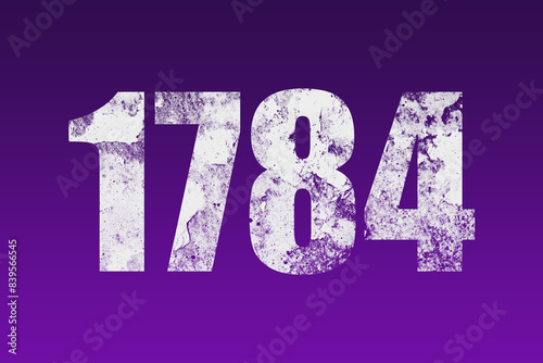 flat white grunge number of 1784 on purple background. 