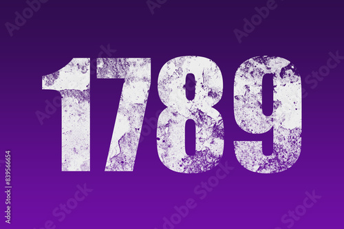 flat white grunge number of 1789 on purple background. 