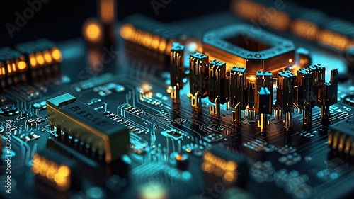 Free Photo secure connection or cybersecurity service concept of compute motherboard closeup