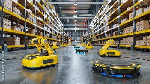 Industrial warehouse with advanced robotic machinery
