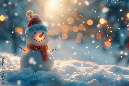 Snowman standing snow