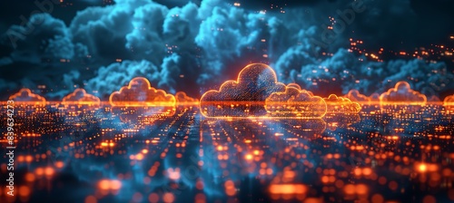 Closeup of cloud network connections holographic data displays and virtual pathways using Macro Photography and Dual ISO to emphasize the intricate details and digital precision