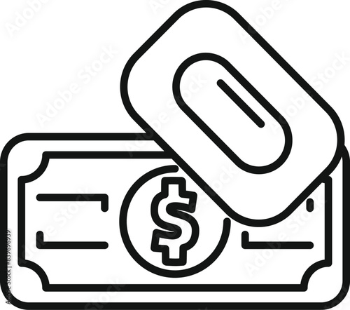 Concept of attaching a paperclip to a dollar bill using a simple, black and white line art style