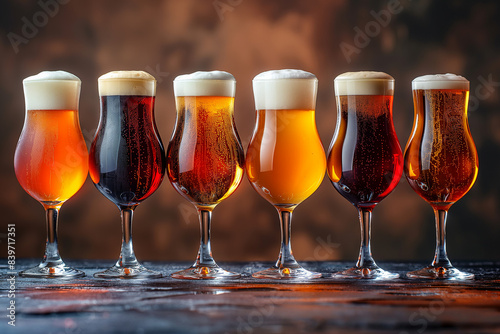Variety of Craft Beers in Tulip Glasses