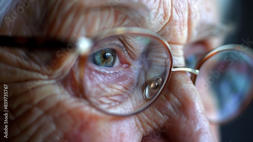 A pair of bifocals commonly used by older adults to help with reading small print