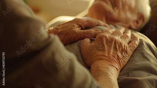 A caregiver practicing gentle touch techniques that can help soothe and calm an agitated individual with dementia
