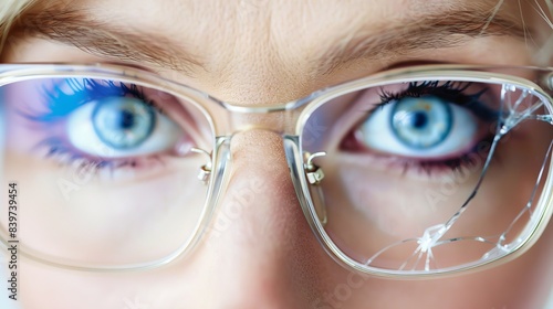 Trendy young woman flaunting stylish broken eyeglasses for a casual, fashionable look