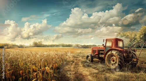 Tranquil Agricultural Scene Under Cloudy Sky