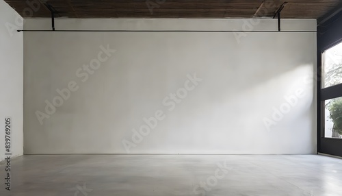 外から明るい光の差し込む真っ白な壁と床の部屋の中イラスト