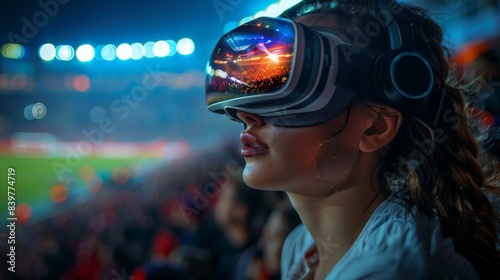Virtual reality football match: Create a scene of fans experiencing a Euro match through immersive virtual reality technology