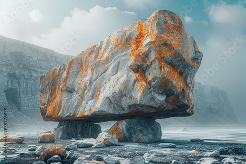 A megalithic structure built with stones too large for known ancient lifting methods. Concept of ancient engineering and extraterrestrial aid. Generative Ai.