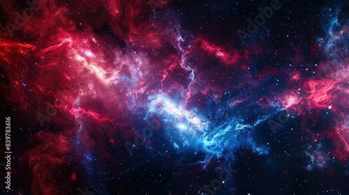 background of the universe with a red and blue nebula