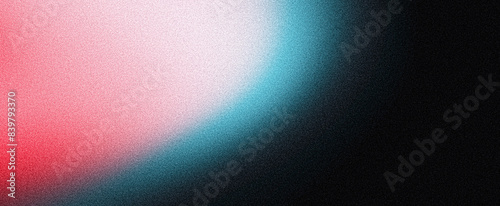Grainy abstract background, dark noisy poster black backdrop pink blue glowing color wave banner design, copy space