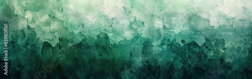 Vibrant Dark Green Watercolor Abstract: Colorful Aquarelle Acrylic Paper Design Texture for Backgrounds, Banners, and Panoramas