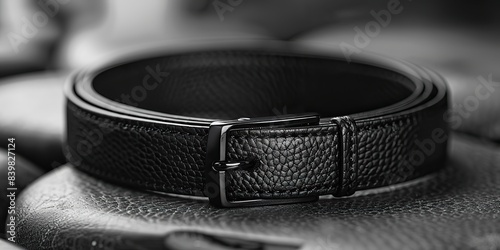 Black leather belt with a reversible design and space for copying