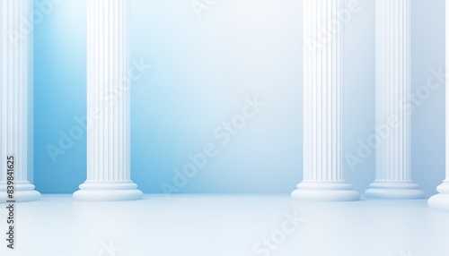 white pillars in blue background