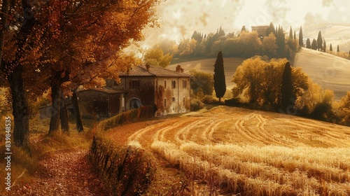 Mood fall photo of Tuscany and free space for your decoration