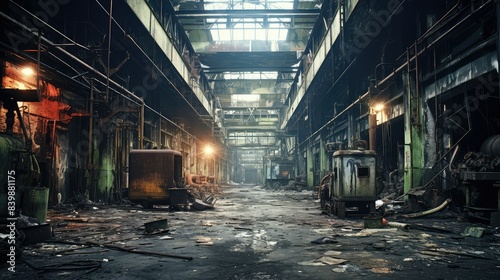 factory blurred decaying interior
