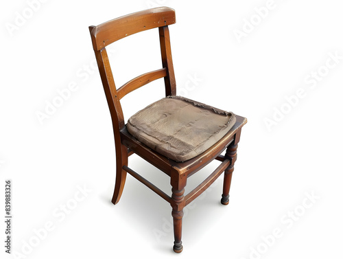 wooden chair with fabric seat, top