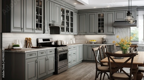 traditional grey kitchen cabinets
