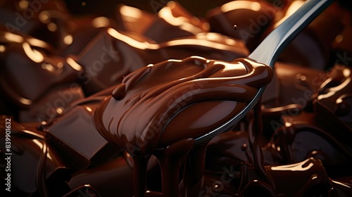 melting dark chocolate pieces