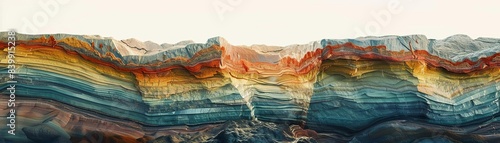 Hydrocarbon deposits, rock layers, geological cross-section, detailed lighting, medium shot