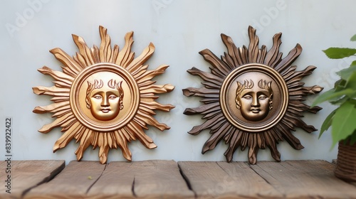 frame vintage sun face