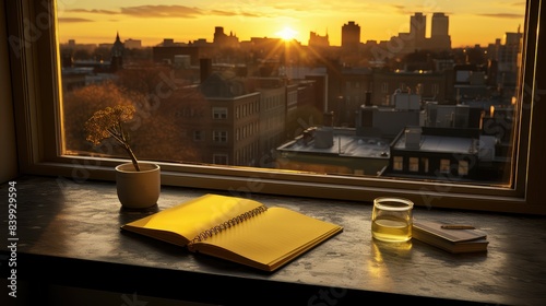 cityscape notebook yellow
