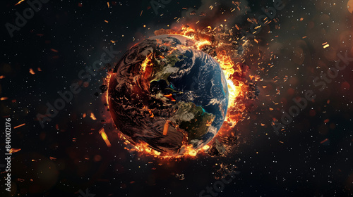 Earth in Flames: A Dramatic Depiction of a Crumbling Planet from Space