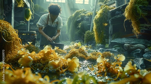 The production of seaweed factory. Generative AI.
