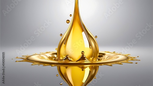 ゴールドの水滴と液体の波紋