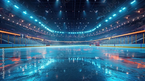Ice Hockey Rink: Empty Stadium Arena - Ready for Action