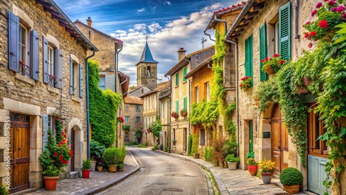 Street view of old village Valence in France , Valence, France, village, historic, architecture, cobblestone streets, quaint, traditional, charming, picturesque, narrow alleyways, European