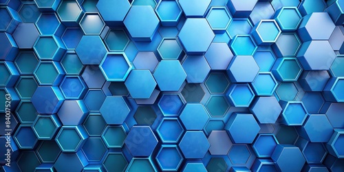 Dynamic hexagon pattern with vibrant blue shades and popping out hexagons, abstract, geometric, colorful, futuristic, digital, technology, gradient, modern, background, hexagonal
