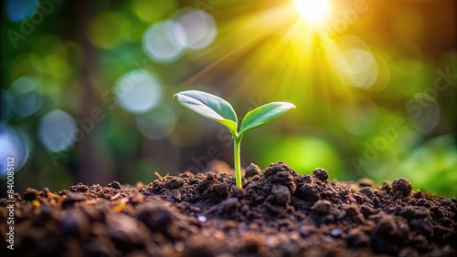A tiny tree sprout emerging from the soil , growth, nature, plant, seedling, small, green, new beginnings, fresh start, close-up, ecology, environment, earth, natural, botany, leaf, young