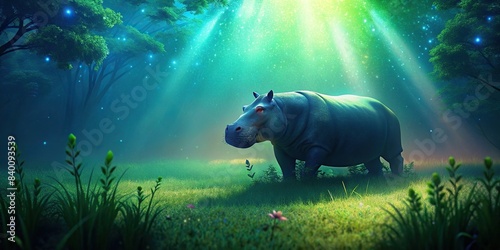 Hippopotamus walking in lush green field, wildlife, animal, nature, grass, big, mammal, green, landscape, outdoors, walking, African, safari, river horse, herbivore, safari park, water