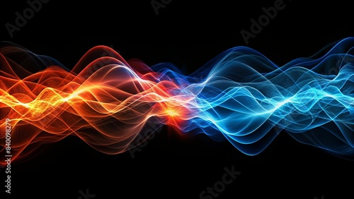 赤と青の流れるエネルギーイメージ
