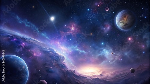Beautiful view of a galaxy filled with stars and planets, space, outer, wonders, universe, stars, planets, celestial, galaxy, astronomical, cosmic, exploration, cosmic, astronomy, milky way