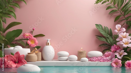 spa still life with candles and flowers