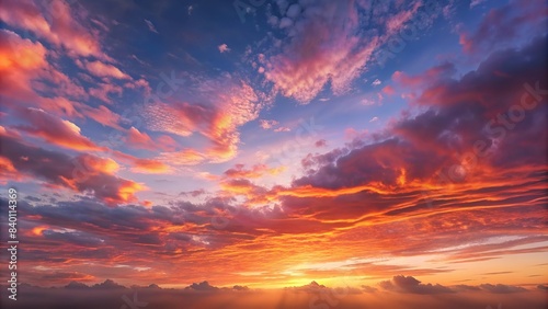 Vibrant pink and orange sunset sky with cirrus and cumulus clouds , sky, sunset, sunrise, clouds, orange, cirrus clouds, cumulus clouds, sky gradient, dusk, twilight, nightfall, pink sky
