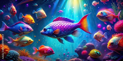 Colorful fish swimming in a vibrant aquarium , fish, aquarium, underwater, marine life, vibrant, colorful, exotic, aquatic, tank, pet, swimming, water, beauty, decoration, serene