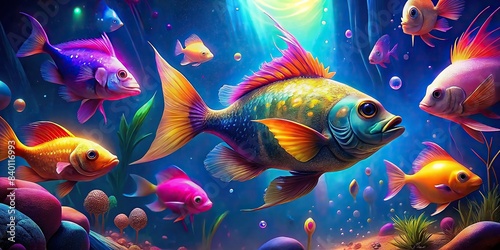Colorful fish swimming in a vibrant aquarium , fish, aquarium, underwater, marine life, vibrant, colorful, exotic, aquatic, tank, pet, swimming, water, beauty, decoration, serene