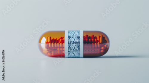 CuttingEdge Medication Authentication Closeup of Pill with Visible QR Code for Tracking and Safety Technology