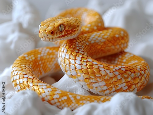Majestic Golden Snake Coiled and Radiant in Nature