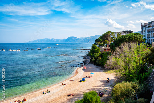 View of Cala Gonone beach. Part of the municipality of Dorgali, in the province of Nuoro (Sardinia Island), it is famous for its beaches, tourist resorts and its sea clear and crystal waters.