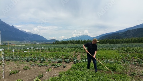 Mann arbeitet auf Feld