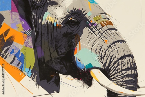 Słoń abstrakcyjny kolorowy pop art obraz Generative AI
