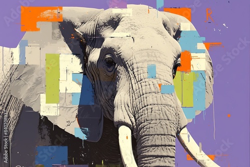 Słoń abstrakcyjny kolorowy pop art obraz Generative AI