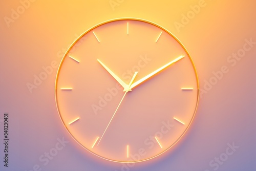 Backlit simple white clock time 10 o clock 15 minutes