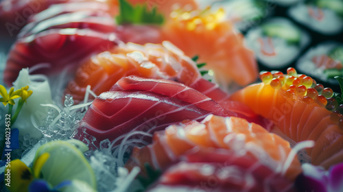 sashimi sushi set composition, tasty, fresh and elegant